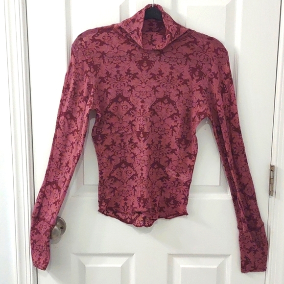 Free People You & I Semi Sheer Mockneck Top in Acai Purple Size Small - Picture 9 of 12